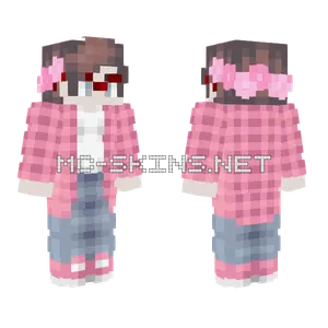 Pink Plaid Overalls Girl Minecraft skin
