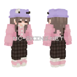 Pink Purple Hat Girl Minecraft skin