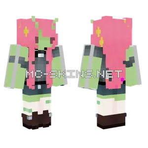 Pink Sparkle Hair Girl Minecraft skin