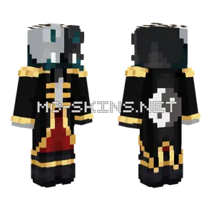 Pirate Inverted Greyscale Cat Minecraft skin