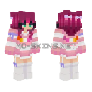 Pretty Party Girl Magenta Hair Minecraft skin