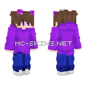 Purple Cat Ears Girl Minecraft skin