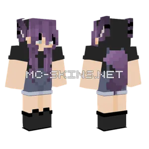 Purple Cat Girl Minecraft skin