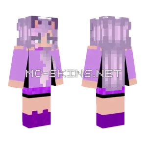 Purple Cat Girl Minecraft skin