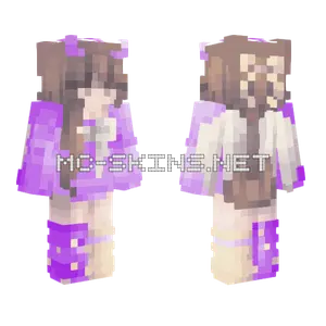 Purple Cat Girl Minecraft skin