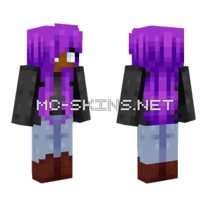 Purple Cat Girl Minecraft skin