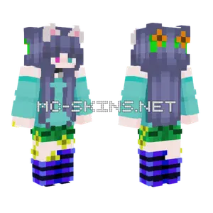Purple Cat Girl Minecraft skin