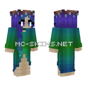 Purple Fade Blue Hair Elf Minecraft skin