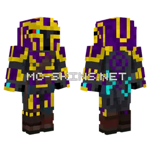 Purple Gold Mandalorian Minecraft skin