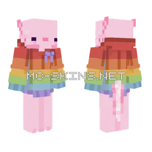 Rainbow Axolotl Minecraft skin