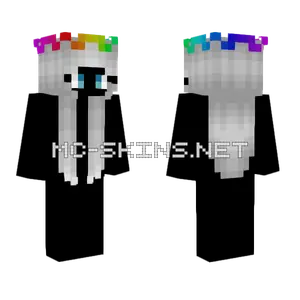 Rainbow Crown Silver Hair Minecraft skin