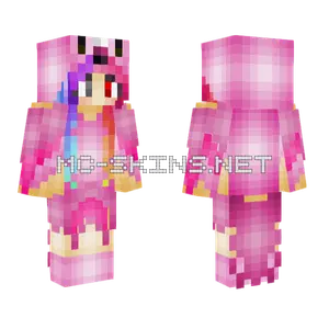 Rainbow Flamingo Girl Minecraft skin