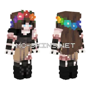 Rainbow Flower Crown Girl Minecraft skin