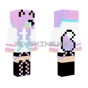 Rainbow Fox Girl Minecraft skin