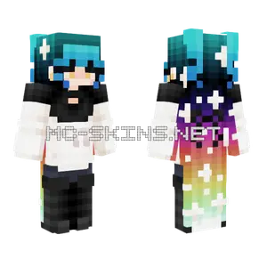 Rainbow Hair Girl Minecraft skin