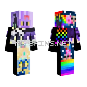 Rainbow Pixel Hair Minecraft skin