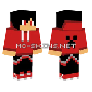 Red Creeper Hoodie Boy Minecraft skin