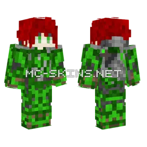 Red Haired Knight Green Camo Minecraft skin