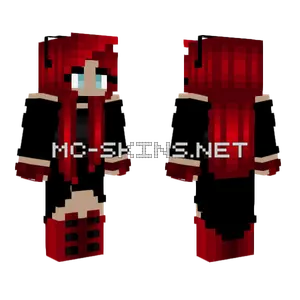 Red Head Vampire Long Black Dress Minecraft skin