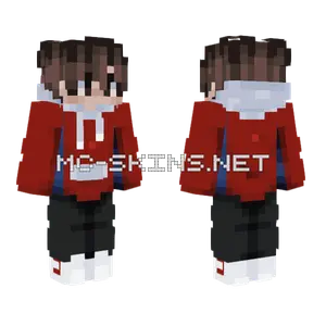 Red Hoodie Boy Minecraft skin