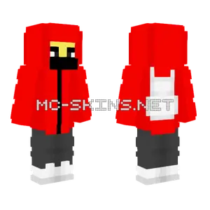 Red Hoodie White Backpack Mask Minecraft skin