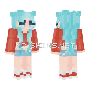 Red Jumper Blue Hair Minecraft skin