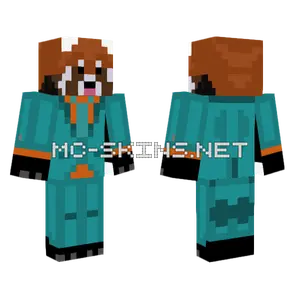 Red Panda Teal Suit Minecraft skin