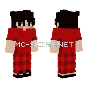 Red Plaid Pajamas Minecraft skin