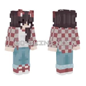 Red Plaid School Girl Minecraft skin