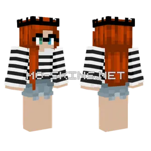 Redhead Cutie Glasses Stripes Shorts Minecraft skin