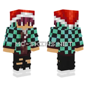 Santa Hat Tanjiro Kamado Minecraft skin