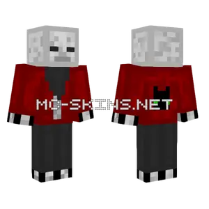 Skeleton Red Coat Cat Logo Minecraft skin