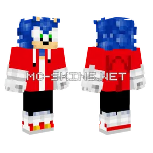 Sonic With Red Hoodie Minecraft skin