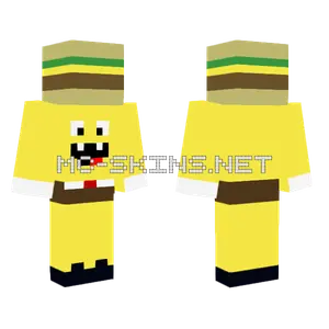 Spongebob Holding Burger Minecraft skin