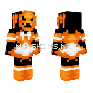 Spooky Orange Maid Dress Pumpkin Mask Minecraft skin