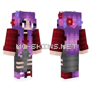 Spring Purple Pink Fade Hair Flowers Minecraft skin
