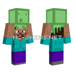 Steve Holding Slime Minecraft skin