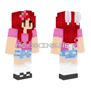 Strawberry Bunny Girl Minecraft skin