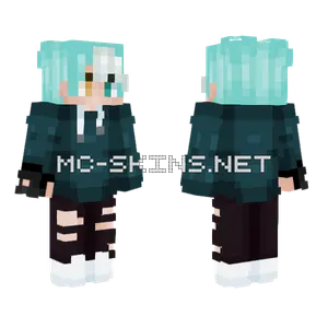 Teal Haired Hoodie Boy