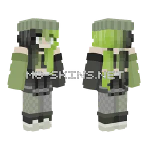 Toxic Green Hair Girl Minecraft skin