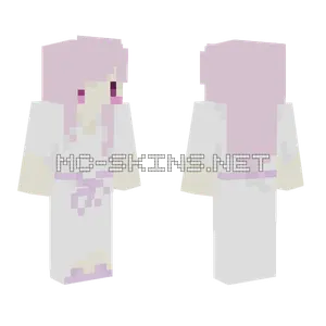 White Dress Pink Hair Minecraft skin