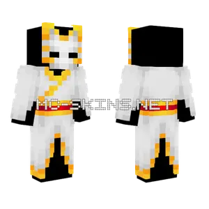 White Gold Kimono Kitsune Mask Minecraft skin