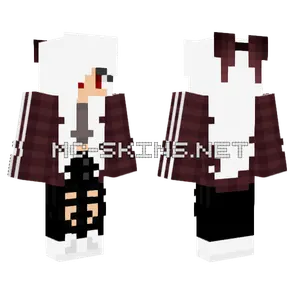 White Hair Red Eyes Girl Red Sweater Minecraft skin