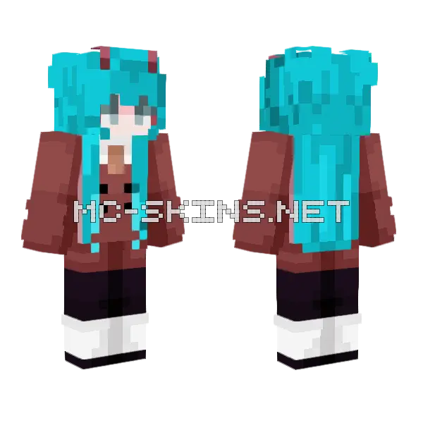 002 Edit Blue Hair Minecraft skin, front and back