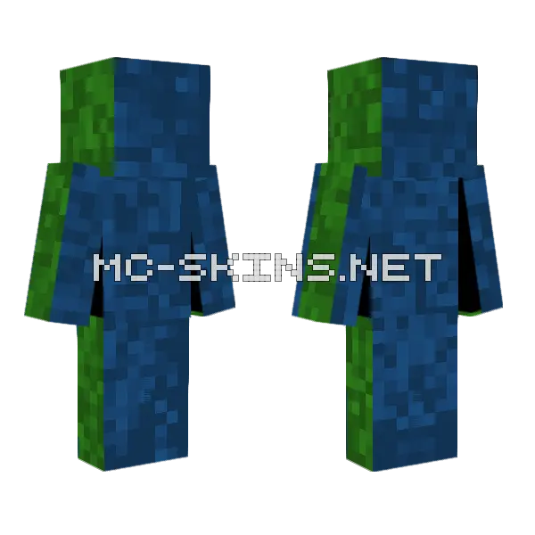 10 Shades Blue Green Minecraft skin, front and back