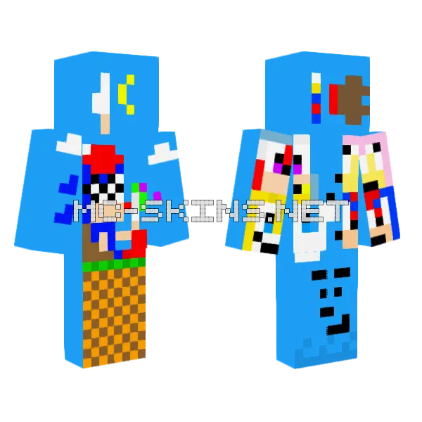 10 Sonic Facts Minecraft skin, front and back
