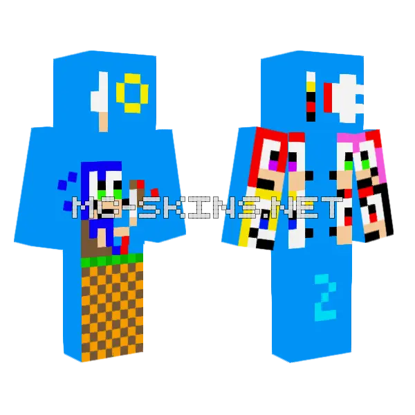 10 Sonic Facts 2 Minecraft skin, front and back