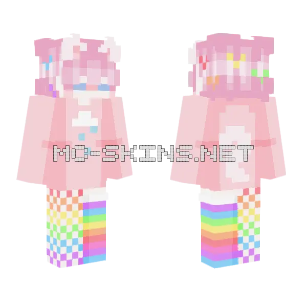 3 Wainbow 3 Minecraft skin, front and back