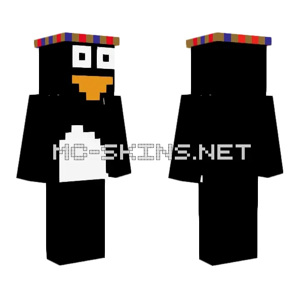 3d Penguin With Crown Minecraft skin, front and back