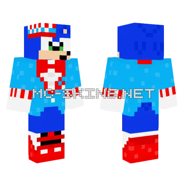 4th Of July Sonic Minecraft skin, front and back